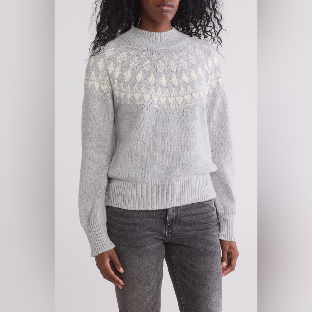 Melrose and Market Fair Isle Sweater in Grey and White| Size: XXL (18)